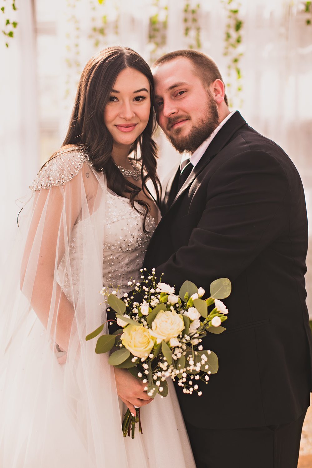 Bride and Groom Portrait at Greenhouse Wedding Venue